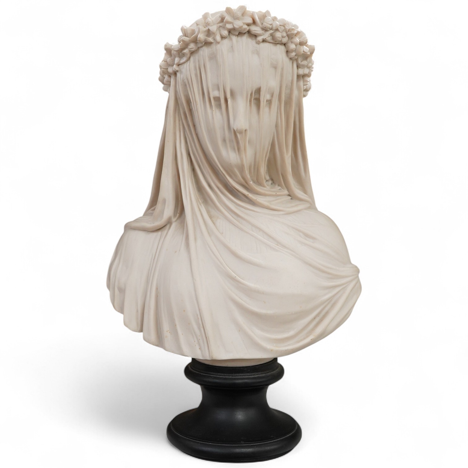 After Raffaele Monti (Italian, 1818-1881), a composition bust of ‘The Veiled Bride’, 36cm